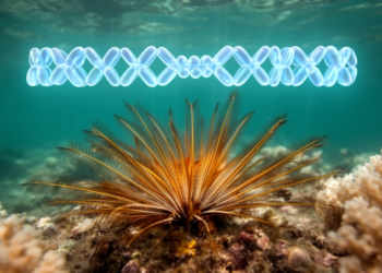 Feather star’s near-complete genome reveals extreme chromosome fusion and coral reef survival tricks