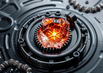 Strange Ripples That Grow and Merge Give Rise to a Time Crystal in a Machine-Like Material
