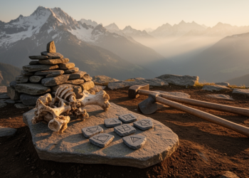 Ancient Alpine ritual site reveals sheep bones and carved gaming pieces from Iron Age ceremonies