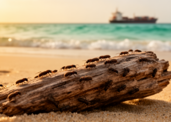 Tiny bark beetles reveal an unexpected ocean route from Asia to Africa