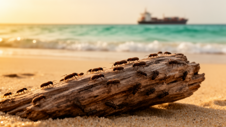 Tiny bark beetles reveal an unexpected ocean route from Asia to Africa