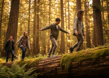 Fallen tree trunks became balancing beams: nature play as a means for emerging adults to identify with ecological systems