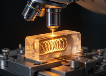 Femtosecond laser writing builds chiral nanostructures inside crystals
