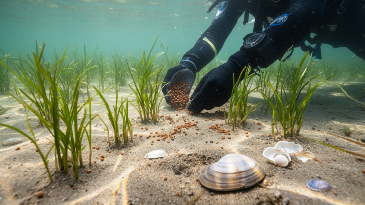 More Seeds Yield More Shoots, but Not Higher Per-Seed Establishment in a Clam-Mediated Seagrass Restoration Experiment