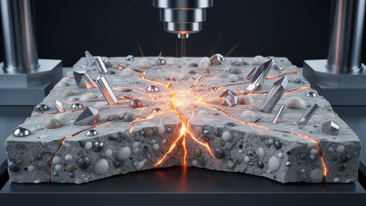 Hidden Geometry of Particles Decides Whether Tough Ceramic-Metal Composites Snap or Bend