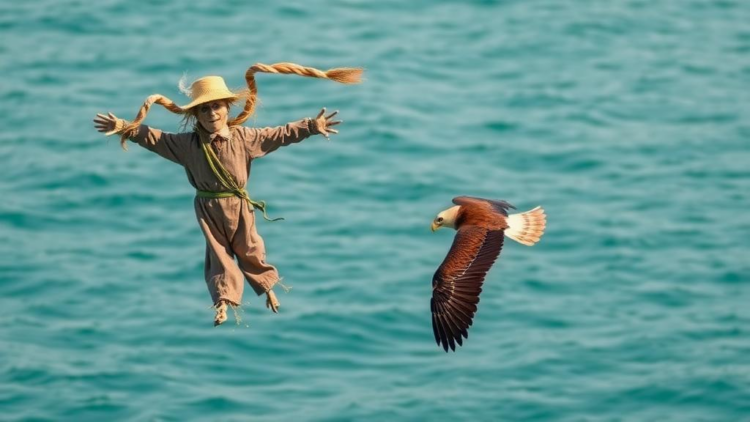 Floating scarecrow and bird-of-prey kite cut seabird deaths in fishing nets by two thirds