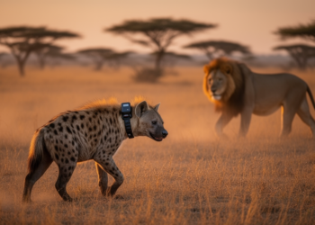 GPS Collars Reveal Hyenas Retreat From Lions While Males Track Them