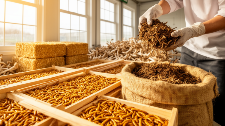 Mushroom Farm Waste Could Slash the Cost of Rearing Mealworms