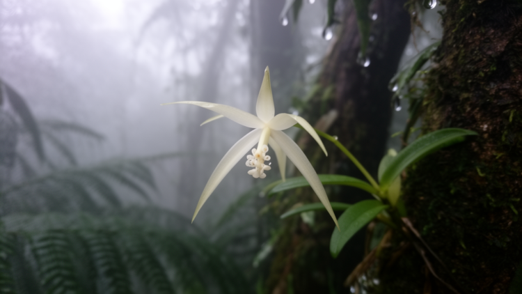 Ghostly White Orchid Discovered in Malaysia’s Cloud Forests Named Ceratostylis wanrosdyi