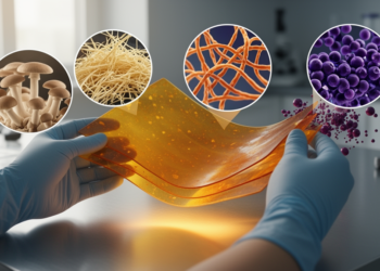 Mushroom, collagen and berry pigment fuse into plastic-strength smart film