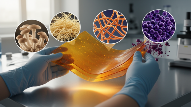 Mushroom, collagen and berry pigment fuse into plastic-strength smart film