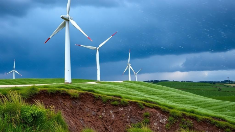 How Fast Blades Spin in the Rain, Not How Much It Rains, Drives Wind Turbine Erosion