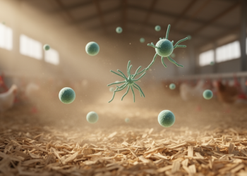 Pan-Azole-Resistant Aspergillus fumigatus Detected in Poultry Farm Bedding and Air