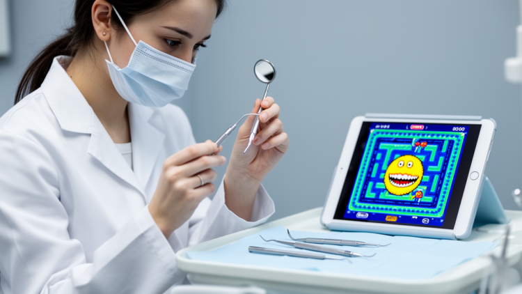 Pac-Man on a Phone Trains Dental Students to Work by Mirror