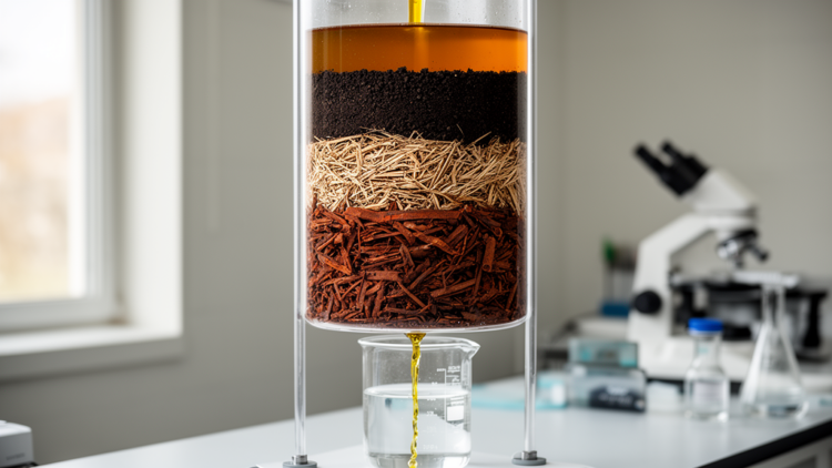 Soil Layers Built From Date Palm Waste and Iron Scraps Strip Olive Mill Wastewater Clean