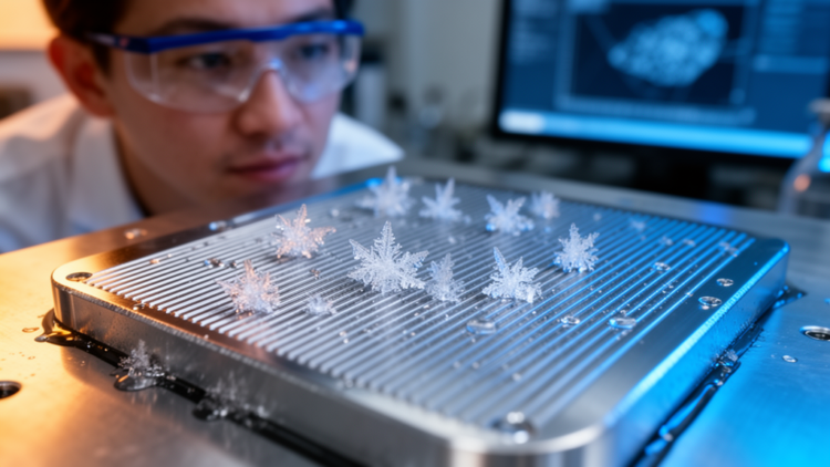Laser-Patterned Metal Freezes Three Times Faster, and an AI Model Reveals Why