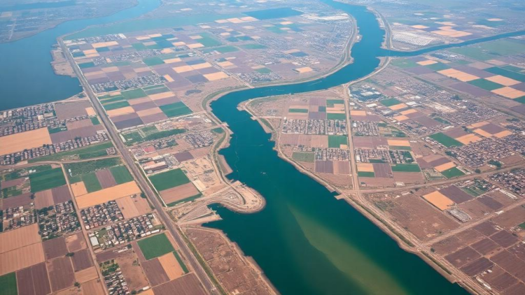 Satellites Reveal a Dying Delta River Being Swallowed by Farms and Cities