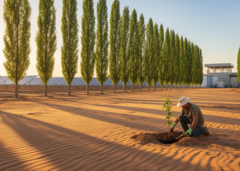 Symbiosis Between Shelterbelts and Desert Industries Offers a New Path to Sustainable Sand Control