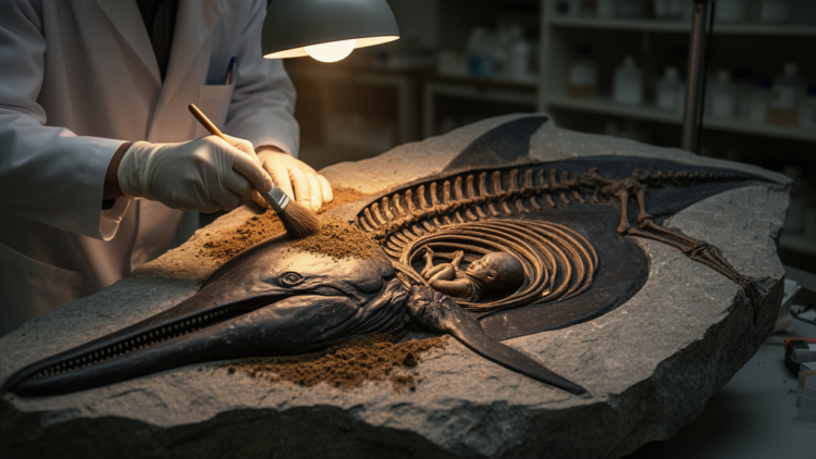 Triassic ichthyosaur fossil reveals unborn baby and a surprising set of palatal teeth