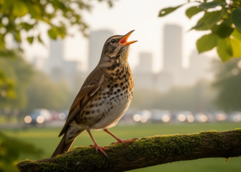 Urban Noise Leaves Thrush Song Frequencies Untouched but Speeds Up Delivery
