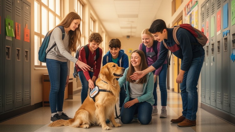 Therapy Dogs Win Over a Whole School, But Students Rate the Benefits Lower