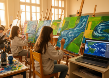 Satellite Images Become Art as Italian Students Turn Earth Data Into Paintings