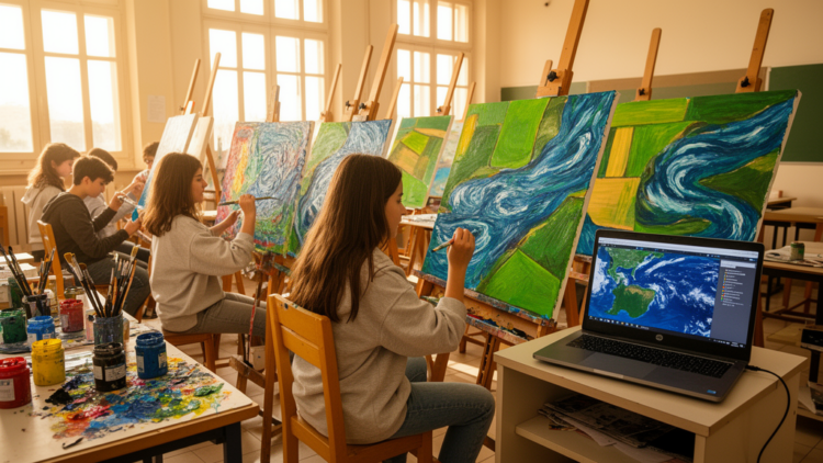 Satellite Images Become Art as Italian Students Turn Earth Data Into Paintings