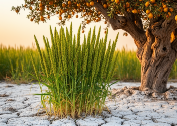 Jujuba tree bacteria help pearl millet thrive in salty soil with less fertilizer