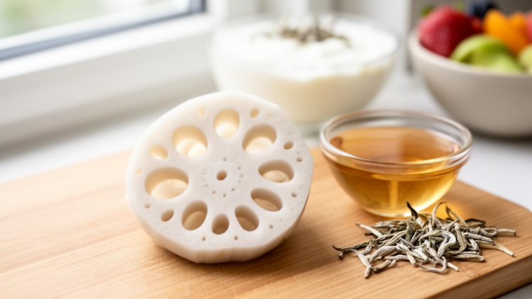 White Tea Extract Keeps Fresh-Cut Lotus Root Bright and Boosts Gut Bacteria
