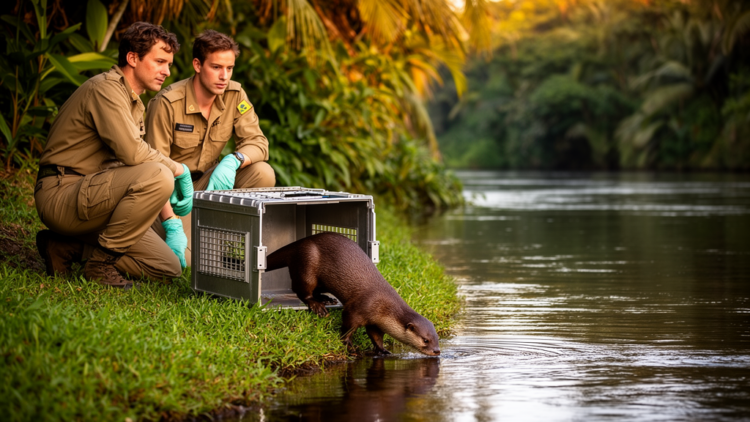 Captive-born Neotropical otters return to the wild in Brazil