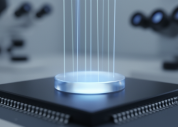 Chip-scale laser beams light nearly straight up from lithium niobate microdisk