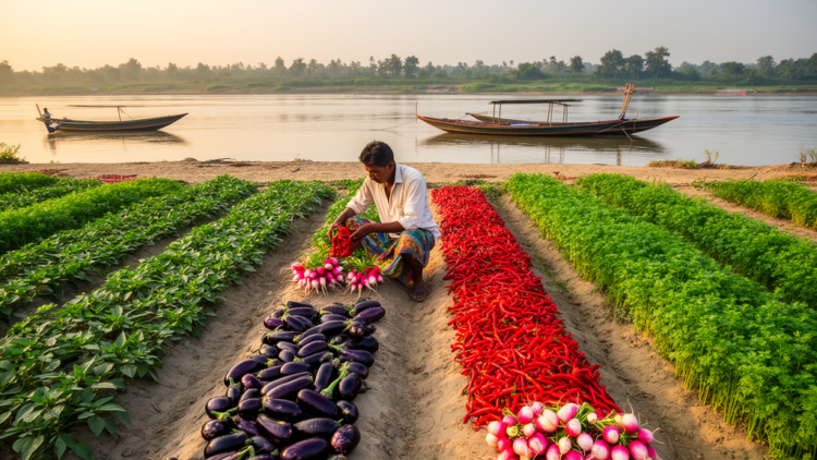 Optimal chili-brinjal-radish-coriander mix boosts yields and profits on Bangladeshi river islands