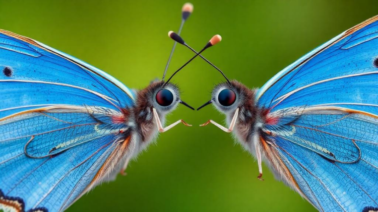 Rare interspecies mating attempt photographed between two endangered large blue butterflies