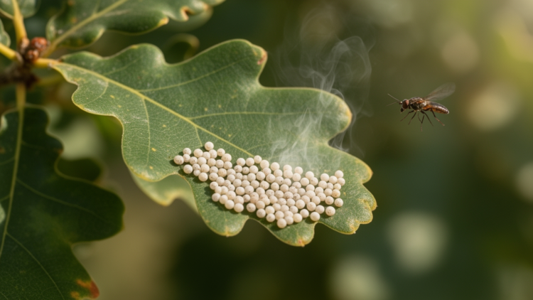 Exposed oak silkworm eggs fight back with a repellent chemical scent