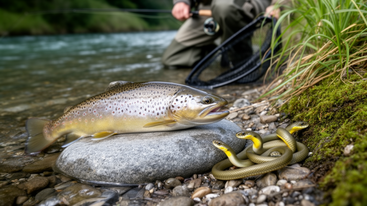 Trout Caught in Bavaria Had Three Baby Grass Snakes in Its Stomach