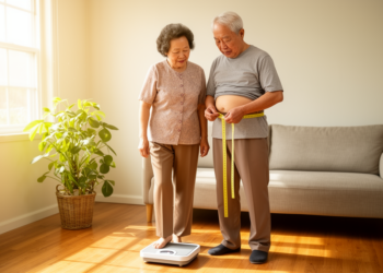 Waistline and Scale Together Predict Years Lived Disability-Free in Chinese Seniors