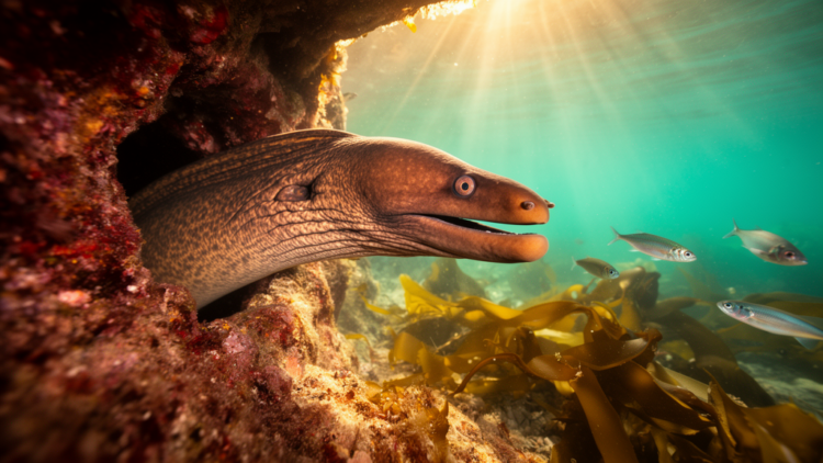 Slender giant moray makes record-breaking appearance in Korean waters