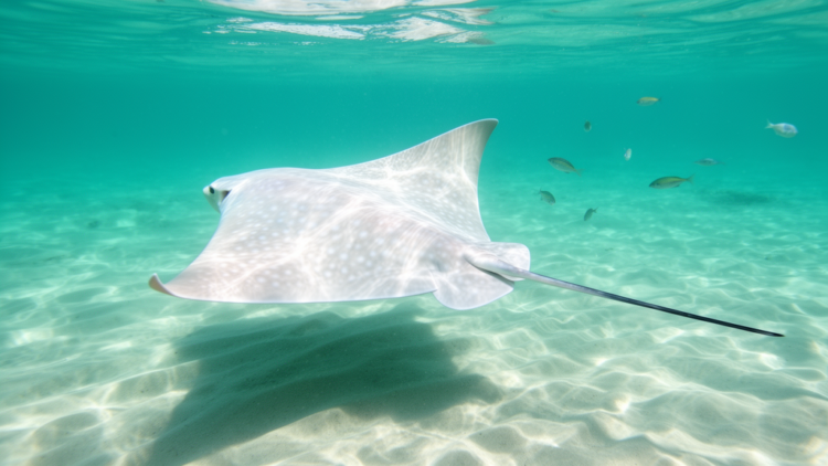 Ghostly white spotted eagle ray is first leucistic one ever recorded