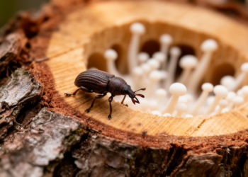 Rare European ambrosia beetle harbors a hidden island of unknown fungi, including three brand-new species