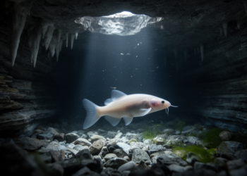 Cavefish isotope fingerprints reveal how cave geometry shapes food webs in the dark