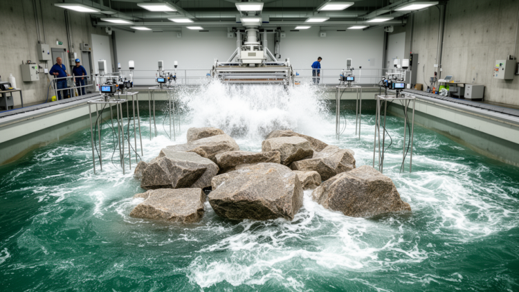 Wave Tank Experiments Reveal How Boulder Shape Rewrites Storm Wave Models