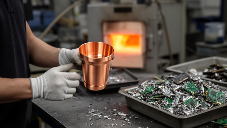 Recycled E-Waste Copper Turns Old Electronics Into Precision Metal Cups