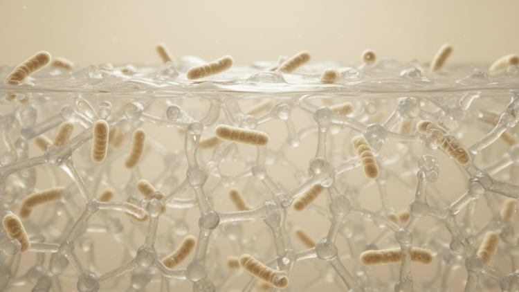 Bacterial products trigger spontaneous alginate gel formation without added crosslinkers