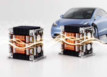 Interleaving cuts simulated current distortion in two SiC EV-charger topologies