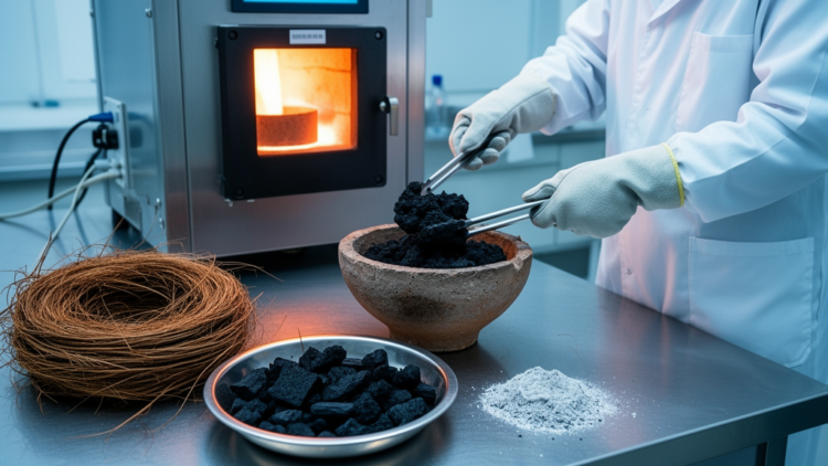 Coconut frond biochar reveals a temperature trade-off between carbon recovery and stability