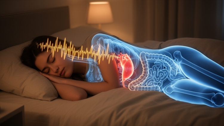 Sleep stages show asymmetric slow signal associations across brain, heart, gut