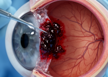 Tenecteplase-assisted surgery displaces PCV hemorrhage in 10-eye series