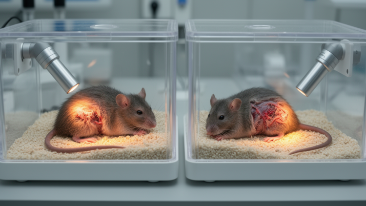 Caudal light stimulation outperforms rostral treatment in injured rats
