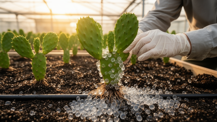 Irradiated Water-Holding Polymers and Biostimulant Blends Boost Cactus Pear Growth Under Tight Water Limits