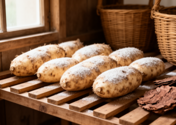 Neem Bark Extracts and Rack Storage Keep White Yam Tubers Fresh for Months